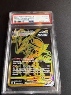 Pokemon 2022 SWSH Silver Tempest Rayquaza Vmax Black And Gold FA #TG29 PSA 7 - Image 1