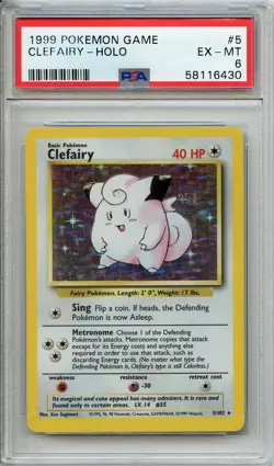 1999 Pokemon Game - CLEFAIRY HOLO #5 - PSA 6 - Image 1
