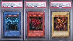 PSA 10, 9 Yu-Gi-Oh! 2003 Slifer GBI-001 Obelisk GBI-002 Ra GBI-003 English Set - Image 1