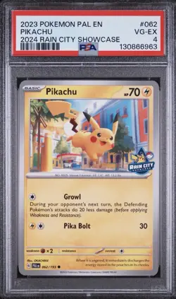 PSA 4 VG-EX Pikachu #62 -2024 Rain City Showcase Pokemon Promo Card - Image 1