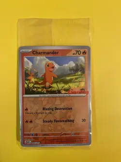 Pokemon TCG Charmander GameStop Exclusive Reverse Holo Promo Card 004/165 Sealed - Image 1