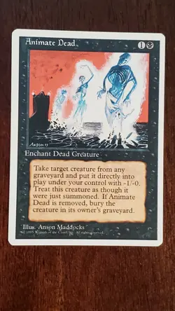 Animate Dead 4th Edition EX/LP #118 MTG Magic the Gathering Enchantment Uncommon - Image 1