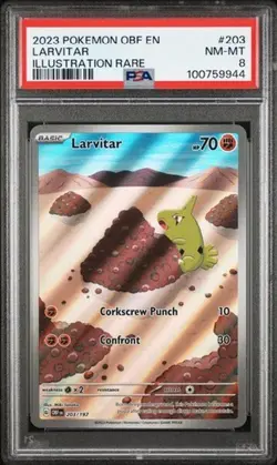 Larvitar 203/197 Obsidian Flames Illustration Rare 2023 Pokemon TCG PSA 8 NM-MT - Image 1