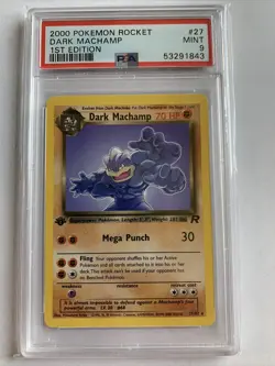 Pokemon Team Rocket #27 DARK MACHAMP Non-Holo 1st Edition PSA 9 MINT - Image 1