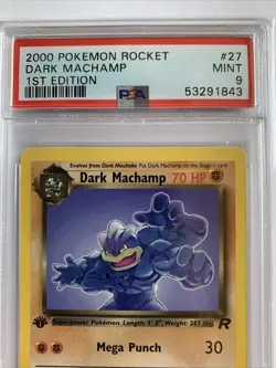 Pokemon Team Rocket #27 DARK MACHAMP Non-Holo 1st Edition PSA 9 MINT - Image 2