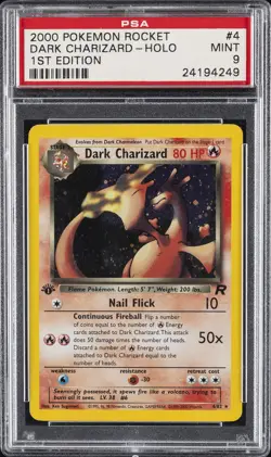 2000 POKEMON ROCKET 1ST ED #4 DARK CHARIZARD-HOLO PSA 9 - Image 1