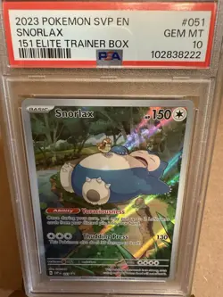 2023 Pokemon SVP en Snorlax 151 Elite Trainer Box Promo #051 PSA 10 Gem Mint - Image 1