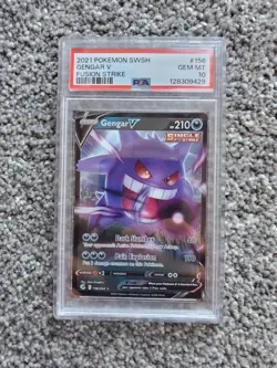 PSA 10 GEM 2021 Pokemon Gengar V #156/264 Fusion Strike - Image 1