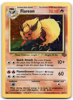 Pokemon TCG Flareon Jungle Holo Rare Card 3/64 Moderately Played - Image 1