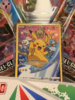 Pokemon Pikachu TCG SWSH020 Black Star Promo Holo Card Near Mint Condition - Image 1