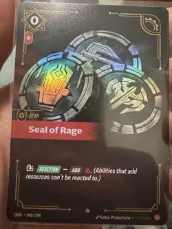 Riftbound TCG League Of Legends Origins Epic Seal of Rage 040/298 NM Card - Image 1