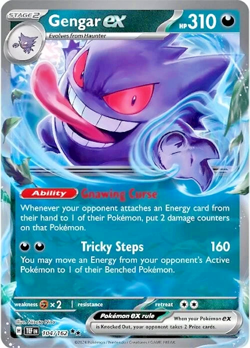 Pokemon TCG Gengar ex 104/162 Temporal Forces Extended Art Ultra Rare Holo - Image 1