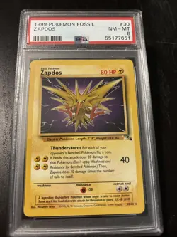 Zapdos 1999 Pokemon Base Set #30/102 PSA 8 Non Holo WOTC Vintage Unlimited - Image 1