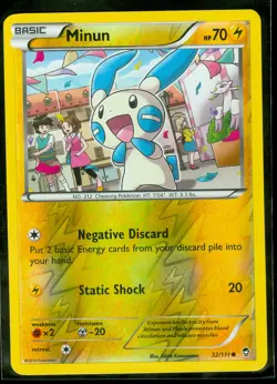 Pokemon MINUN 32/111 - XY Furious Fists Rev Holo MINT - Image 1