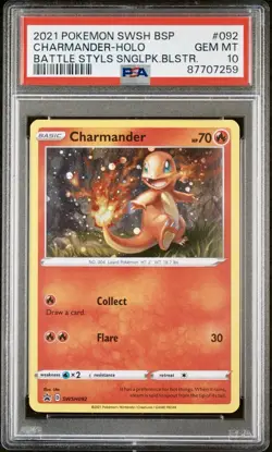 2021 Pokemon Charmander Swsh Black Star Promo #092 PSA 10 - Image 1
