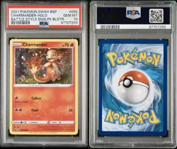 2021 Pokemon Charmander Swsh Black Star Promo #092 PSA 10 - Image 3
