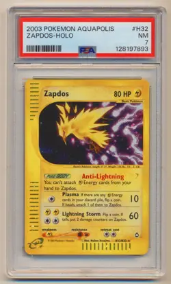 PSA 7 Pokemon Aquapolis Holo Rare Zapdos H32/H32 NEAR MINT Condition! - Image 1