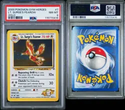 2000 POKEMON GYM HEROES HOLO #7 LT. SURGE'S FEAROW PSA 8 - Image 3