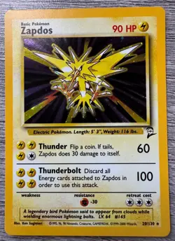 Pokemon TCG Zapdos Holo - Base Set 2 - WOTC 1999 #20/130 - NM / LP Vintage - Image 1