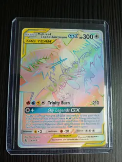 Moltres & Zapdos & Articuno GX 69/68 Rainbow Rare Hidden Fates Pokemon Card - Image 1