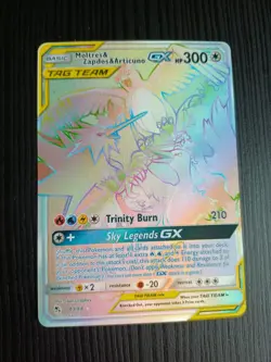 Moltres & Zapdos & Articuno GX 69/68 Rainbow Rare Hidden Fates Pokemon Card - Image 2