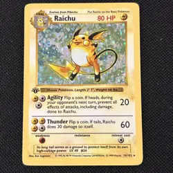 Raichu 014/102 Base Set (Shadowless) Holo (1st Edition) (THICK STAMP) Nice Card - Image 1
