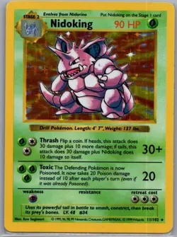 Nidoking 11/102 Holo Base Set (Shadowless) - Pokemon Card - LP - Image 1