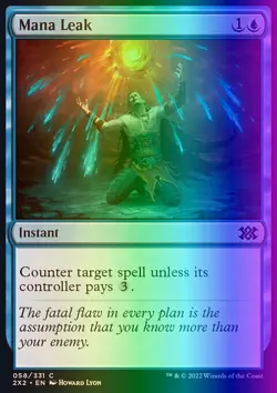 MTG Magic the Gathering Mana Leak (58/686) Double Masters 2022 LP FOIL - Image 1