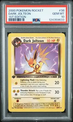 2000 POKEMON ROCKET 1ST ED #38 DARK JOLTEON PSA 10 - Image 1