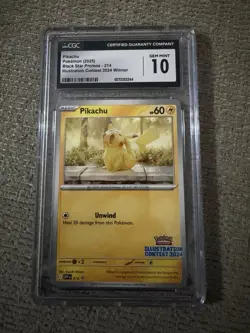 Pikachu Black Star Promo 214 Illustration Contest 2024 Pokemon CGC Gem Mint 10 - Image 1