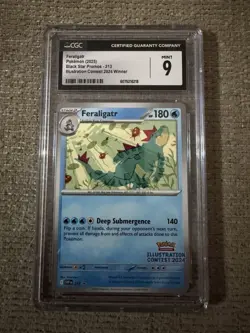 2025 Black Star Promo Illustration Contest 2024 # 213 Feraligatr CGC Mint 9 - Image 1