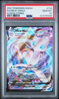 2021 POKEMON SWORD & SHIELD FUSION STRIKE #114 FULL ART/MEW VMAX PSA 10 - Image 1