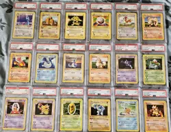 Near Complete 1999 Pokemon 1st Edition Base Set PSA 9 Non-Holo set 17-102 - Image 1