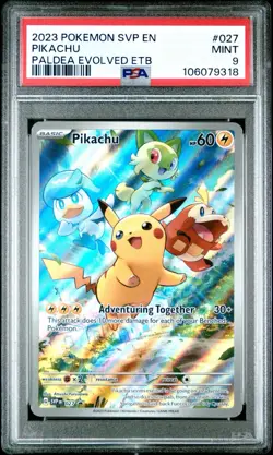 Pokemon Pikachu TCG Scarlet & Violet Paldea Evolved ETB Promo, PSA 9 - Image 1