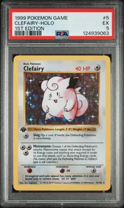 1999 POKEMON GAME 1ST ED #5 CLEFAIRY-HOLO PSA 5 - Image 1