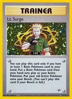 Pokemon Lt. Surge (17/133) Gym Heroes MP HOLO - Image 1