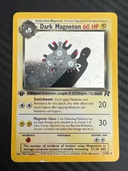 Pokemon TCG Dark Magneton 11/82 1st Edition Team Rocket Holo DMG - Image 1