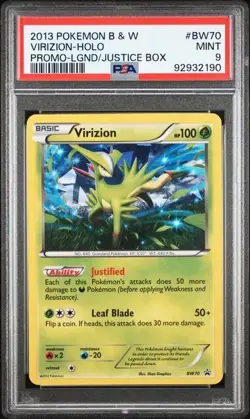 PSA 9 MINT Virizion BW70 Holo Black Star Promo BW 2013 Pokemon Card - Image 1