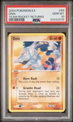 PSA 10 GEM MINT Onix 69/109 EX Team Rocket Returns 2004 Pokemon Card - Image 1