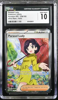 CGC 10 GEM MINT Parasol Lady 238/182 Full Art Paradox Rift Pokemon Card - Image 1