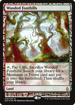 Magic MTG Zendikar Expeditions FOIL Wooded Foothills NEAR MINT NM - Image 1