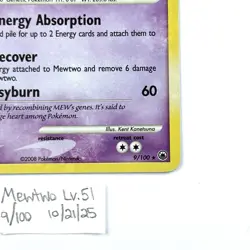 Mewtwo Lv. 51 9/100 Majestic Dawn Holo Pokemon TCG LP - Image 2