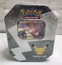 Pokemon Celebrations 25th Lance's Charizard V Tin Factory Sealed - Image 1