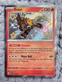 Pokemon TCG Paldean Fates Entei 112/091 Entei Paldean Rare Shiny NM - Image 1