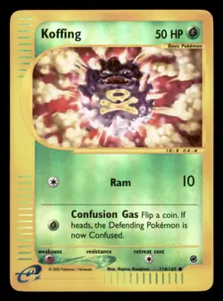 Moderately Played Koffing 114/165 Reverse Holo Expedition Base Set Common - Image 1