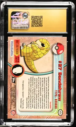 CGC 10 Pristine Sandshrew Topps Series 1 1999 Pokemon - Image 2