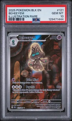 *Pop 6* 2025 POKEMON BLK EN-BLACK BOLT ILLUSTRATION RARE #121 BEHEEYEM PSA 10 - Image 1