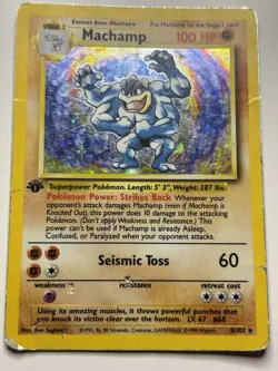 Pokemon TCG Machamp 8/102 Holo 1st Edition Base Set HP/DMG - Image 1
