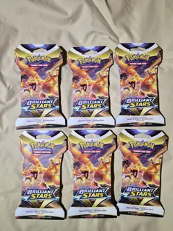 LOT OF 6 Pokemon TCG Brilliant Stars Sleeved Booster Packs 820650809972 - Image 1