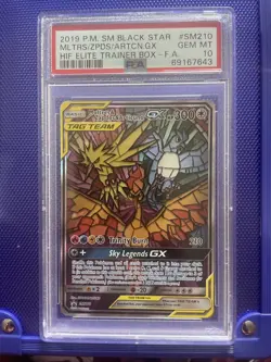 Pokemon Moltres Zapdos Articuno GX PSA 10 Hidden Fates Black Star Promo SM210 - Image 1